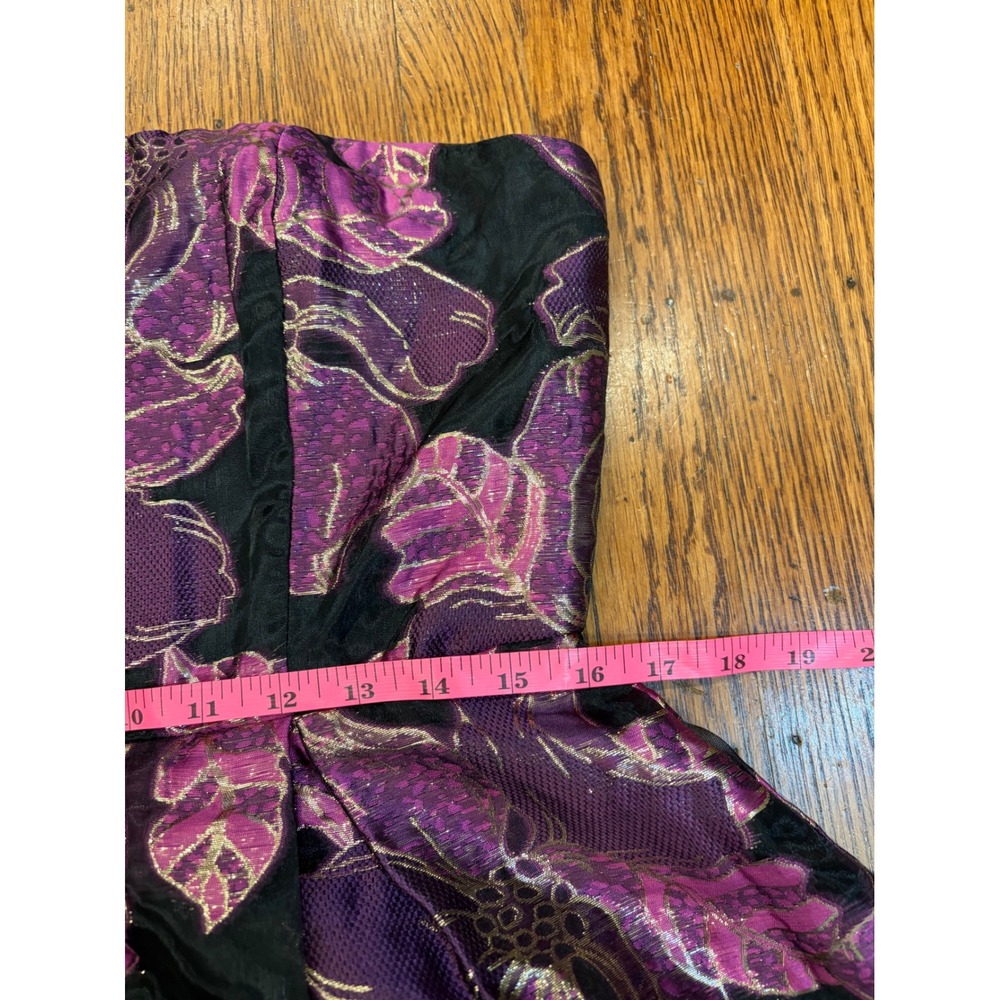 Lulus Black Purple Floral Jacquard Strapless Maxi Dress Formal Gown Large NWT - Picture 7 of 7